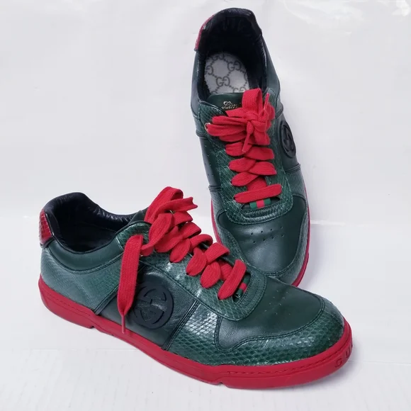 Gucci Men's Green and Red Sneakers